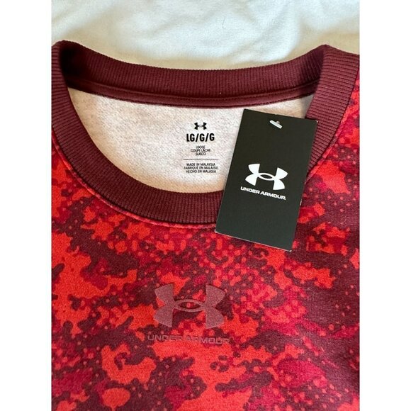 Under Armour Womens Rival Fleece Sweatshirt Top Red Camo Sz Large New $60 - Picture 5 of 8